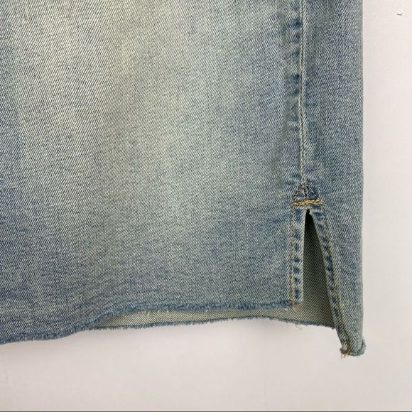 PAIGE Light Blue Denim High Waist Side Slit Mini Skirt - Picture 5 of 10
